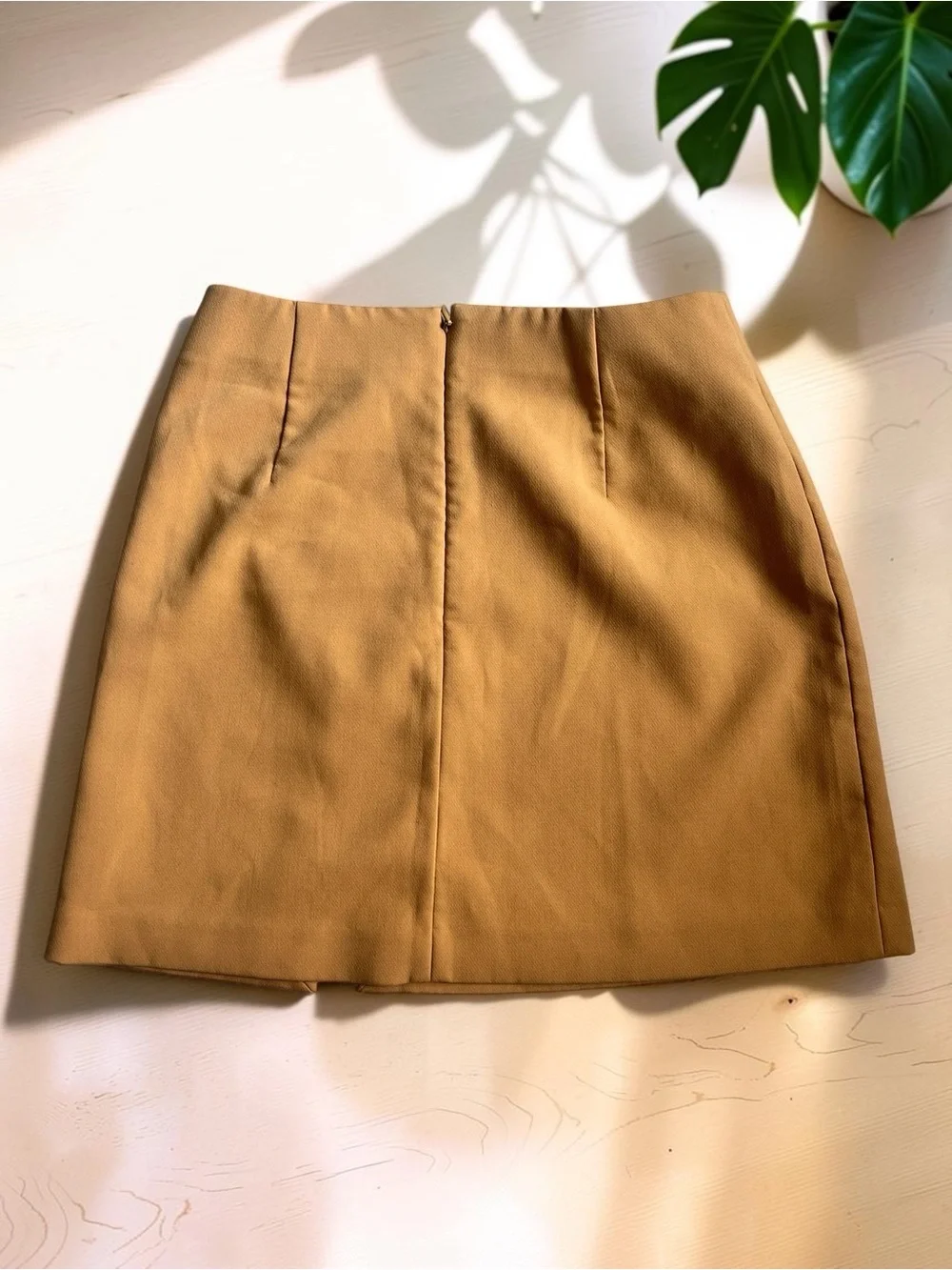Uniqlo Camel Mini Skirt with Front Notch